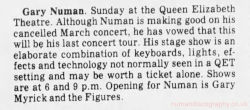 Gary Numan Vancouver 1980